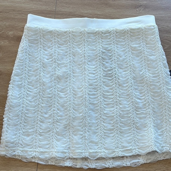 Lulus Cream Ruffled Mini Pencil Skirt for Cocktail - Picture 2 of 6